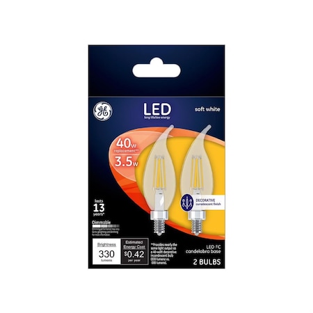 Current GE F15 E12 (Candelabra) LED Bulb Soft White 40 Watt Equivalence 2 pk 93103493